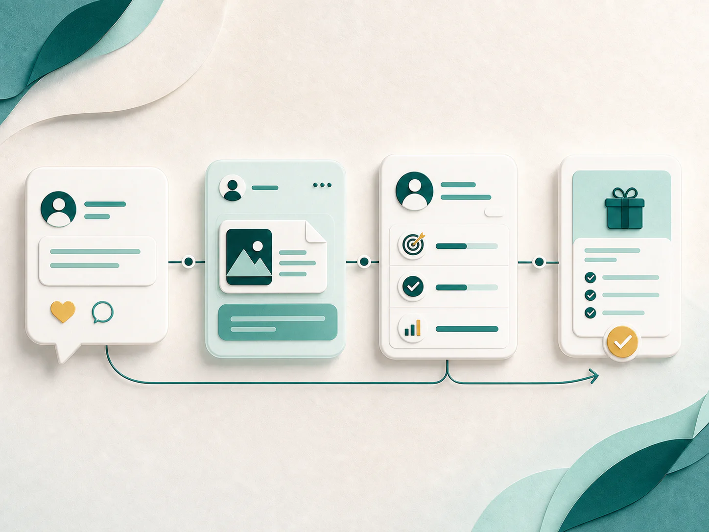 Visual journey from social comment to resource delivery, lead qualification, and the right offer